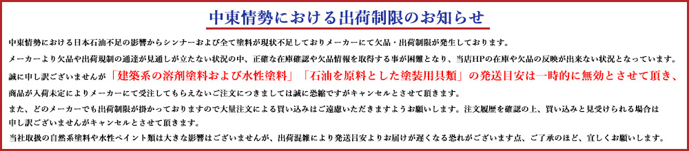 中東情勢における出荷制限