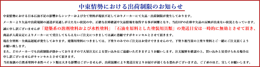 中東情勢における出荷制限